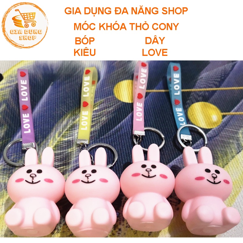 Móc khóa thỏ CONY bóp kêu dễ thương gắn cặp sách, chìa khóa