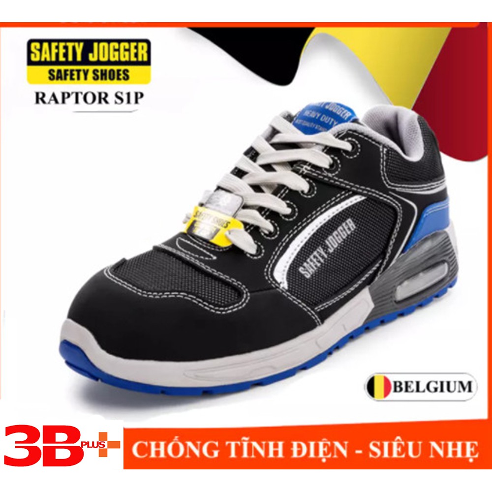 Giày bảo hộ lao động nam Jogger Raptor S1P da nubuck, vải lưới thoáng khí, siêu nhẹ, đệm khí nâng đỡ gót,cấu tạo phi kim