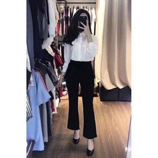 Quần Tây Ống Loe chất tuyết mưa 2 màu đen kem