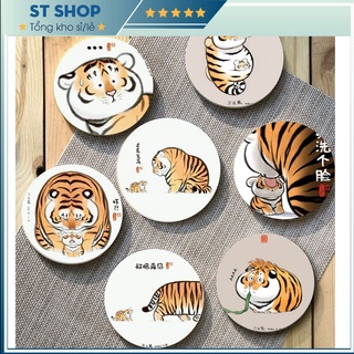 Miếng Lót Cốc - Lót Ly cute Bé hổ ngộ nghĩ 9x9cm