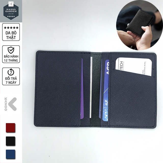 Ví Nam Da Mini Đựng Thẻ ATM, Namecard Da Bò Nhỏ Gọn Thời Trang Nam Nữ KAZOO VS22 Bảo Hành Da 12 Tháng