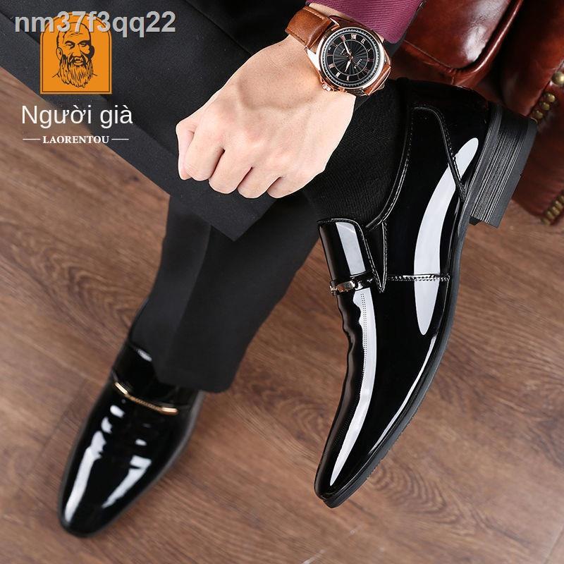(Giá Hủy Diệt)┇✸Giày da nam dành cho người lớn tuổi, sáng mũi nhọn, công sở bò thật, cưới nhung phiên bản hàn quốc,