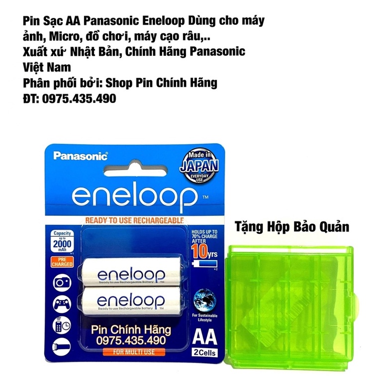 Pin Sạc AA Panasonic Eneloop 2.000mAh Vỉ 2 Viên - Made in Japan