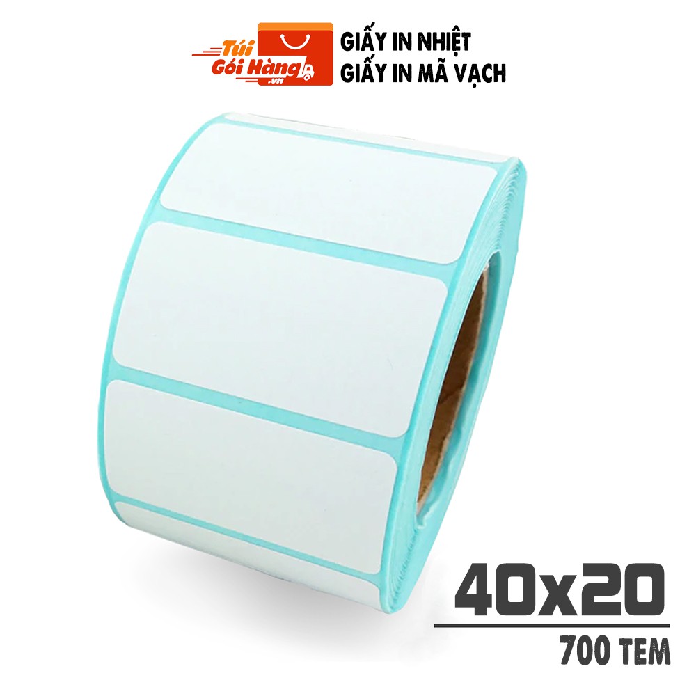 Giấy In Mã Vạch TUIGOIHANG Dạng 1 Tem 1 Hàng 40x20mm Cuộn 700 Tem Dành Cho In Barcode, In Mã Vận Đơn