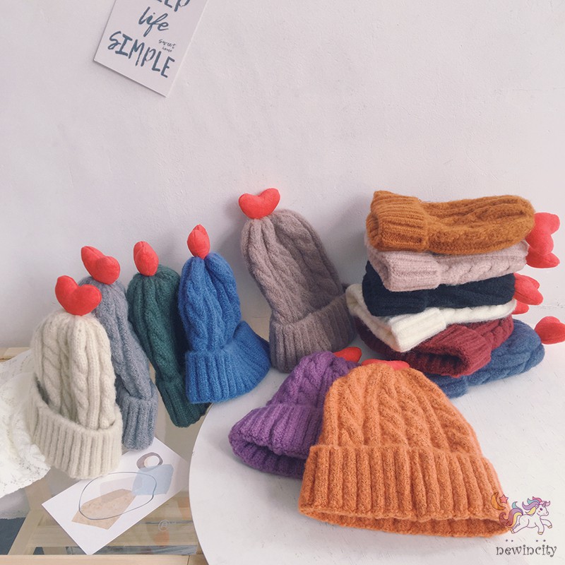 Mũ len dệt kim trùm đầu phong cách Hàn Quốc cho trẻ em