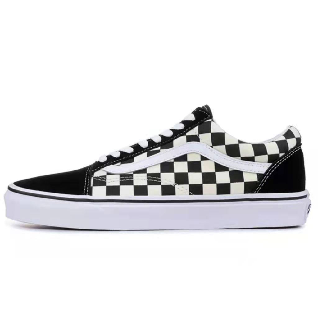 Giày Vans sneaker nam nữ, Giày thể thao bata 𝐕𝐚𝐧𝐬 𝐎𝐥𝐝 𝐒𝐤𝐨𝐨𝐥 cổ ngắn dáng đen kẻ trắng nhung nỉ cao cấp đế đúc sp F18