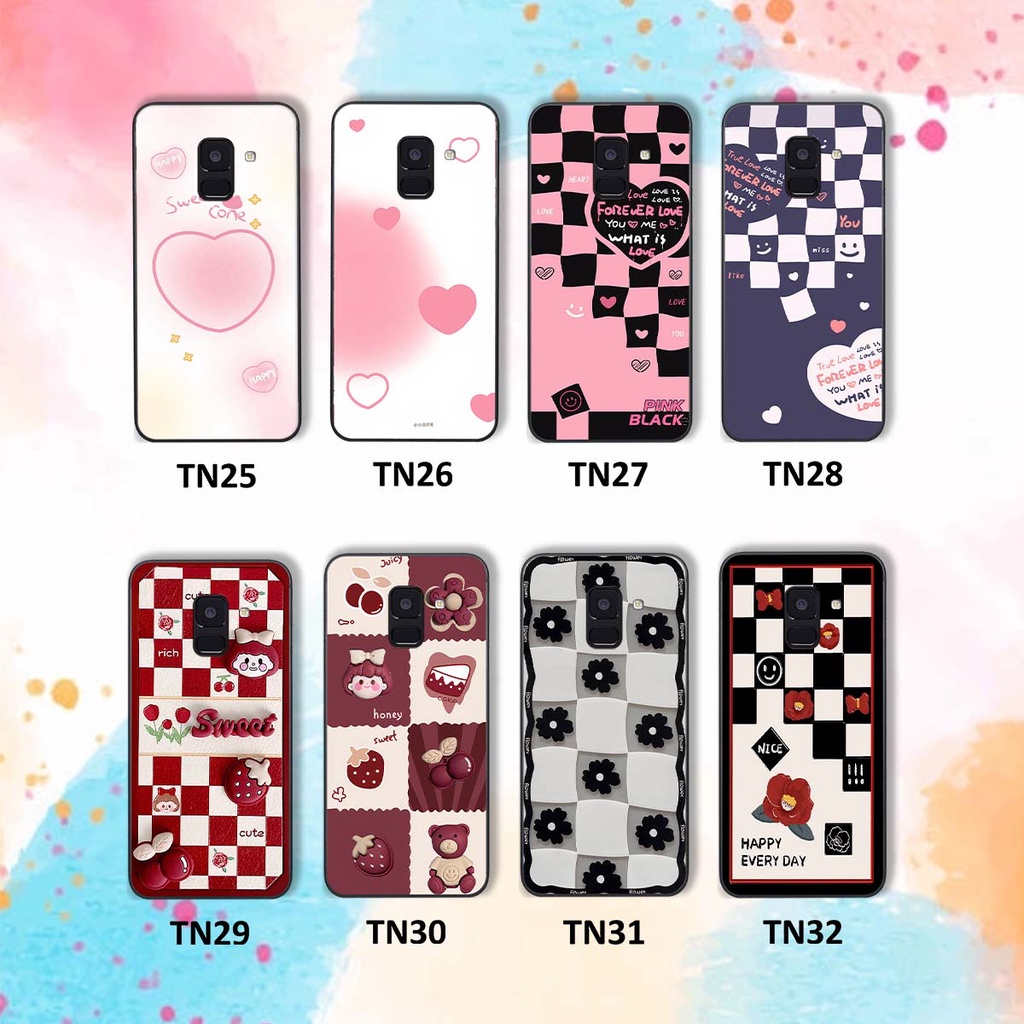 Ốp Samsung A8 2018 / A8 Plus / A8+ in hình trái tim, caro kẹo ngọt đầy cá tính siêu đẹp siêu chất