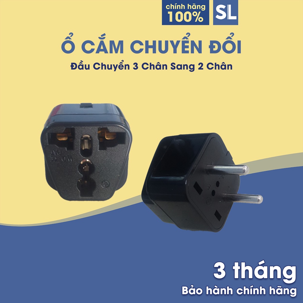 Đầu chuyển 3 chấu sang 2 chấu - Màu đen