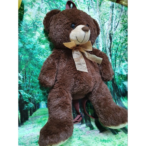 Balô gấu bông teddy lông mềm mịn mắt thuỷ tinh