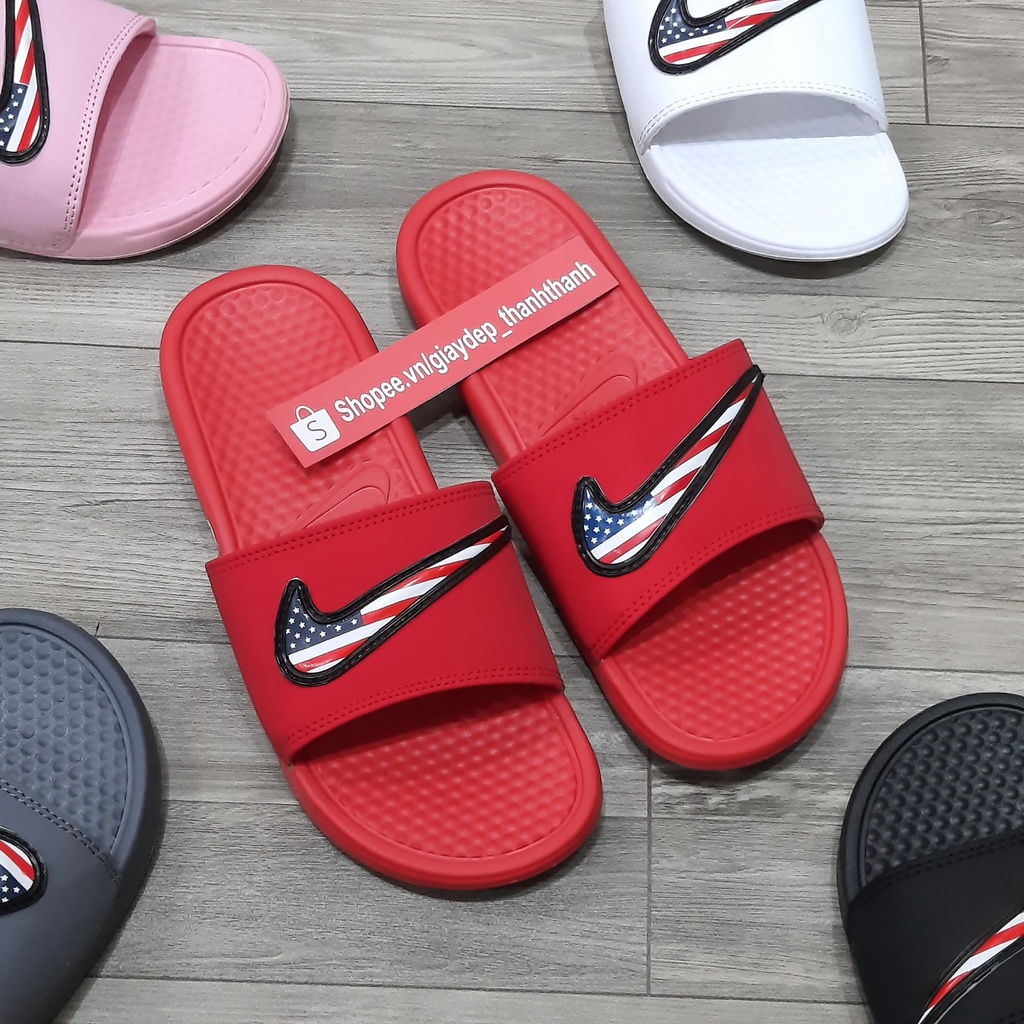 Dép nike-quai ngang logo cờ Mỹ mẫu mới unisex nam nữ