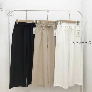 Quần culottes chất đũi cạp chun lơ dáng lỡ