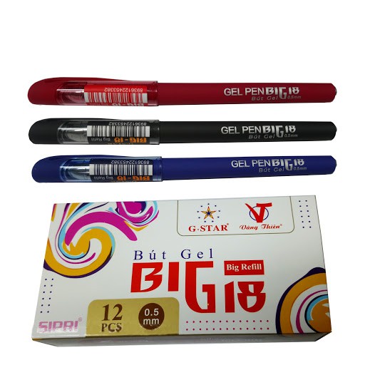 [Mã LIFEBOOK2 giảm 10% đơn 0Đ] Hộp 12 cây viết gel G-STAR big-18 ( xanh, đỏ, đen )