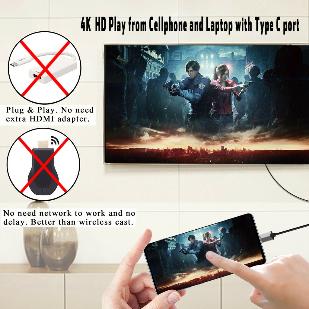 Cáp Chuyển Đổi Usb Type C Sang Hdmi Tv Cho Samsung Galaxy S20 Plus S10 / 9 / 8 Note 10