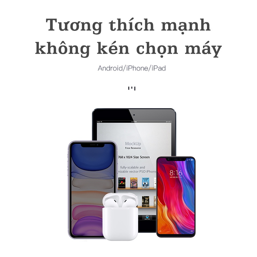 Tai nghe Bluetooth không dây i12 phiên bản TWS 5.0 nâng cấp đầy đủ cảm ứng pin trâu sạc nhanh hỗ trợ IOS Android Angola