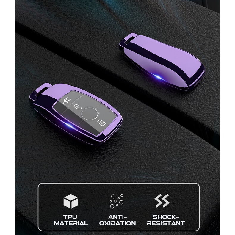 Vỏ chìa khóa ô tô Benz Electroplate TPU Thích hợp cho 2022 Mercedes-Benz E300L GLC260