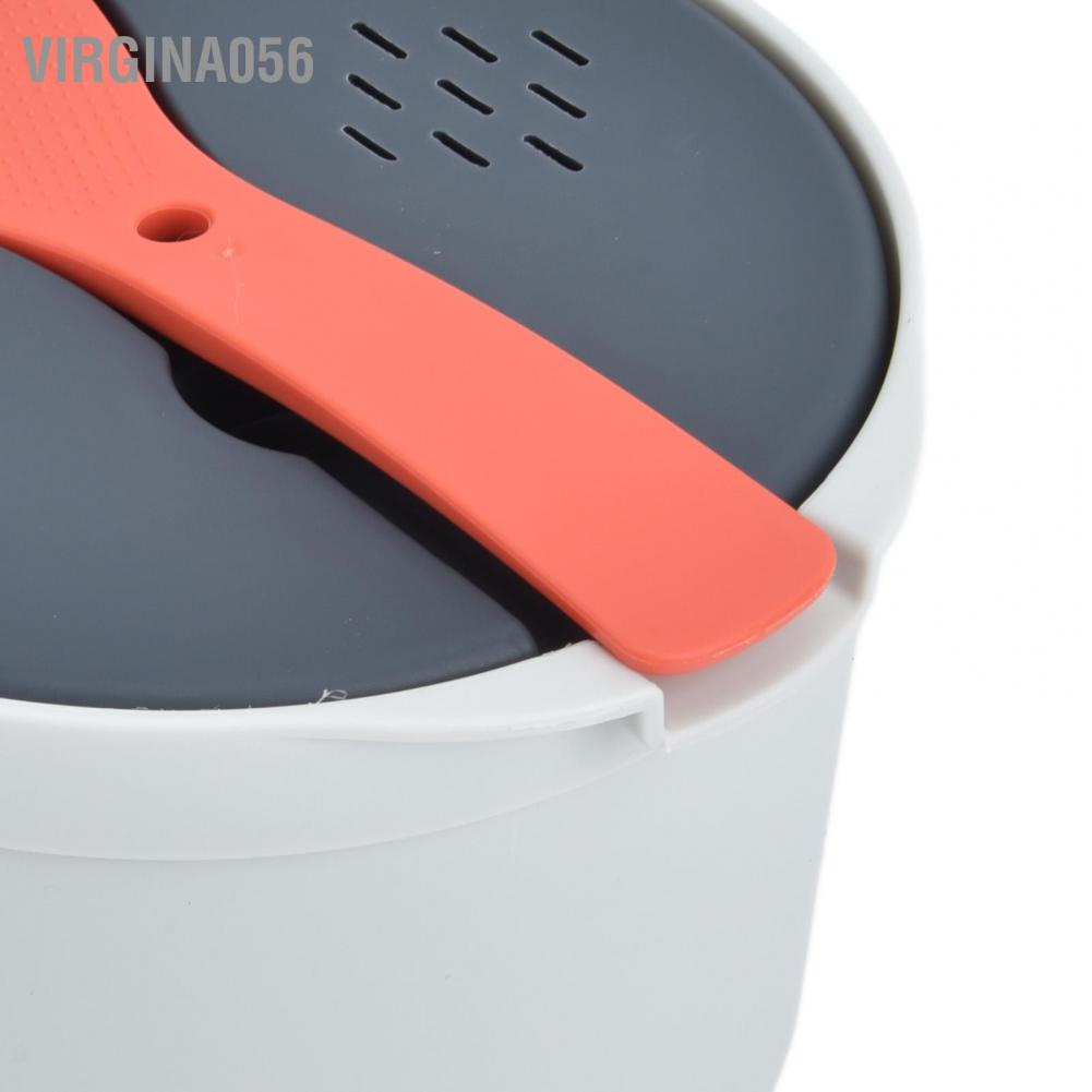 Hàng Hot Nồi cơm điện vi sóng 2L Lớp thực phẩm Chất liệu PP Thìa Nắp Bộ lọc Bộ nồi hấp Hàng giao ngayVirgina056