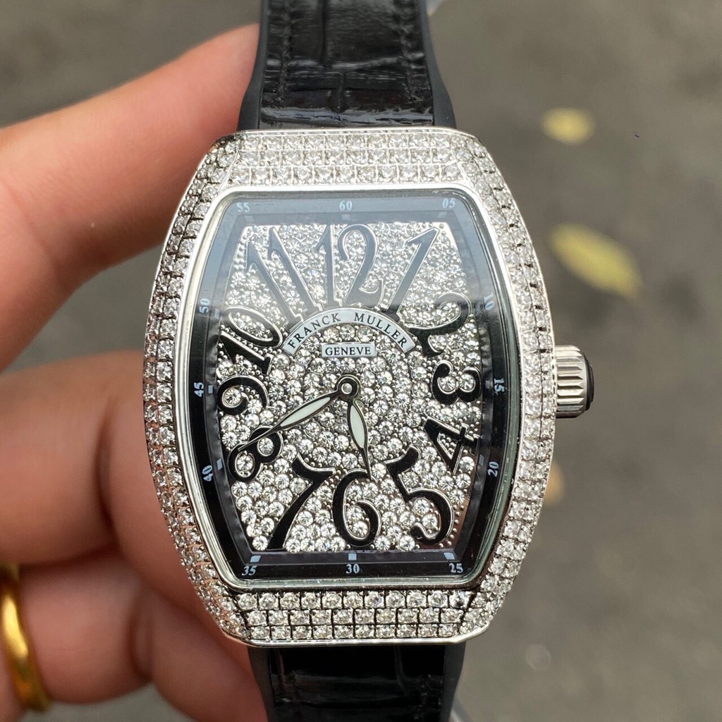 Đồng hồ Nữ Franck Muller mặt đá cao cấp chạy pin máy Nhật size 32mm dây cao su