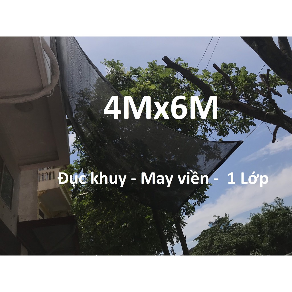 4Mx6M - Lưới lan che nắng [Cản ~70%] - Dệt kim Hàn Quốc - Máy Viền - Đục khuy - 1 Lớp