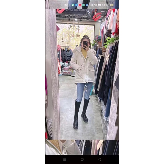 Áo Phao Mủ Lông dáng Ngắn Có Đai Eo - Thời Trang Quảng châu