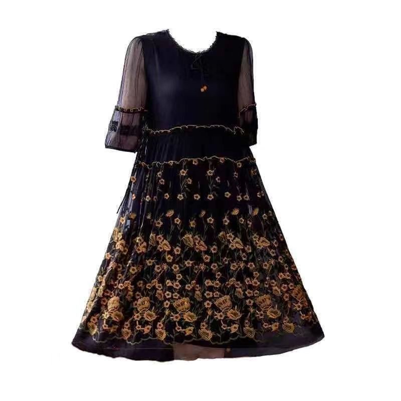 Đầm Lụa Thêu Họa Tiết Phong Cách Thời Trang Mùa Hè Hàng Mới Chất Lượng Cao 2022