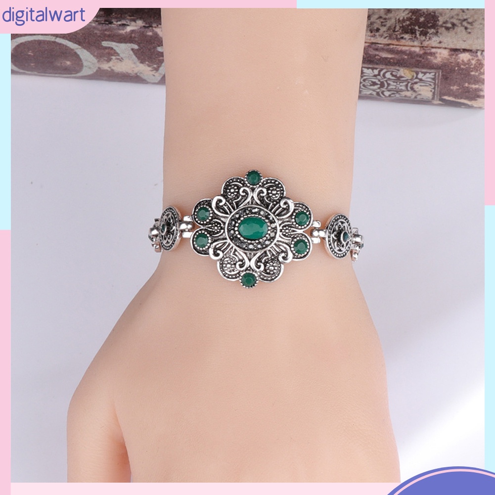 Vòng đeo tay thiết kế mặt bông hoa đính đá nhân tạo phong cách cổ điển thanh lịch thời trang dành cho nữ