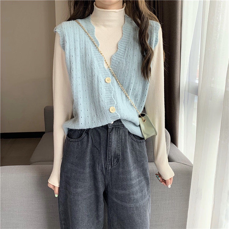 Áo Khoác Cardigan Dệt Kim Dáng Rộng Thiết Kế Viền Gợn Sóng Thời Trang Mùa Thu Cho Nữ | BigBuy360 - bigbuy360.vn