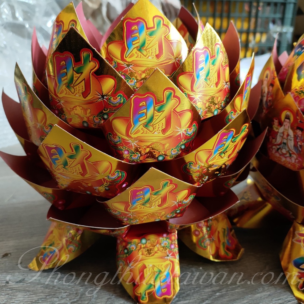 Đài Sen, Hoa Sen xếp giấy dâng, cúng Phật 23cm*21cm