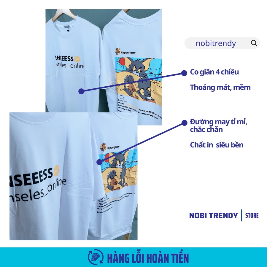 Áo Thun Tay Lỡ Hoạt Hình CopperJerry, áo phông Unisex Phom Rộng thoáng mát Mịn Đẹp - nobitrendy  TL21