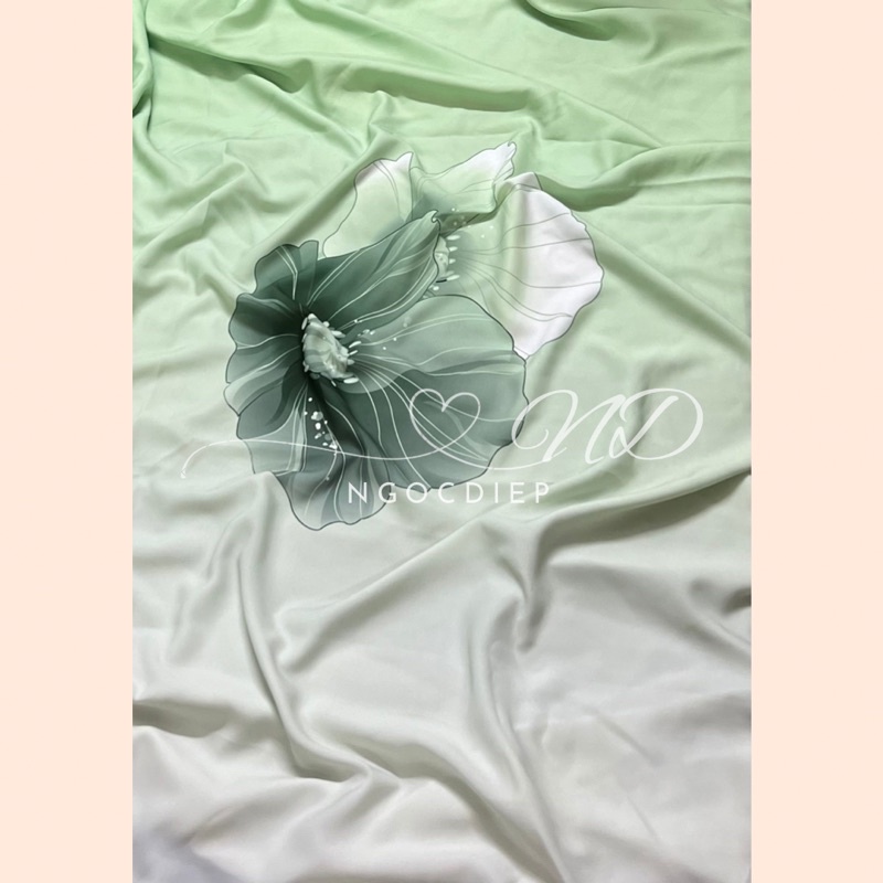 Vải Áo Dài Lụa Cao Cấp Màu Ombre Phối Hoa