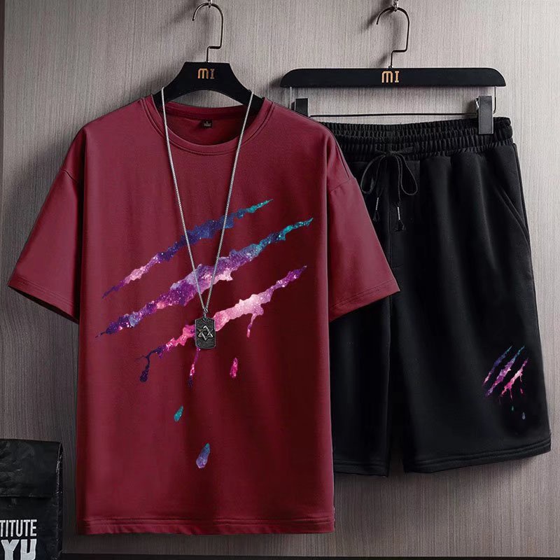 Bộ Quần Áo Thể Thao Plus Size M-8XL Chất Lụa Lạnh Tay Ngắn Phong Cách Hàn Quốc Thời Trang Mùa Hè Cho Nam 2022