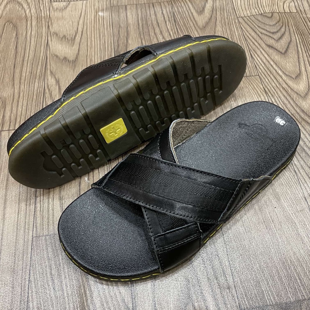 Dép nam quai ngang chéo da bò