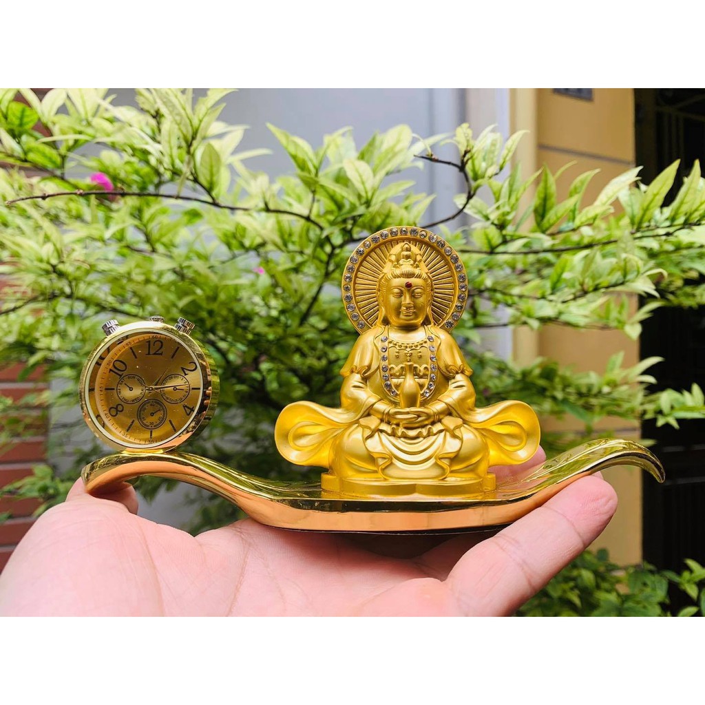 Tượng Phật Đặt Trên Xe Ô Tô - Tượng PHẬT Hợp Kim MẠ VÀNG Có Đế Sen - Giúp Mang Lại May Mắn và Hưng Thịnh