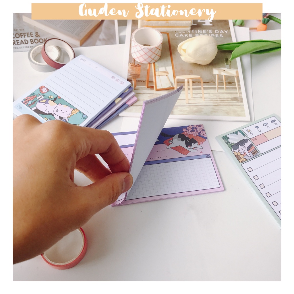 Giấy note mèo Nhật Bản dễ thương_giấy ghi chú dễ thương_Guden Stationery