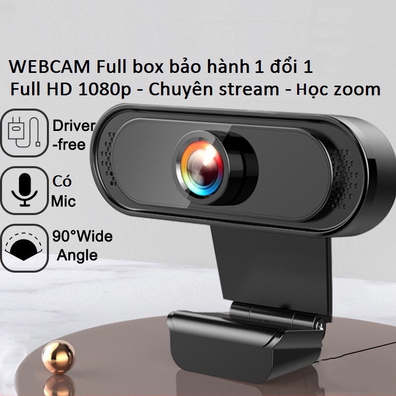 Webcam máy tính full HD 1080p cực nét có Mic dùng cho máy tính laptop full box và phụ kiện-Bảo hành 12 tháng