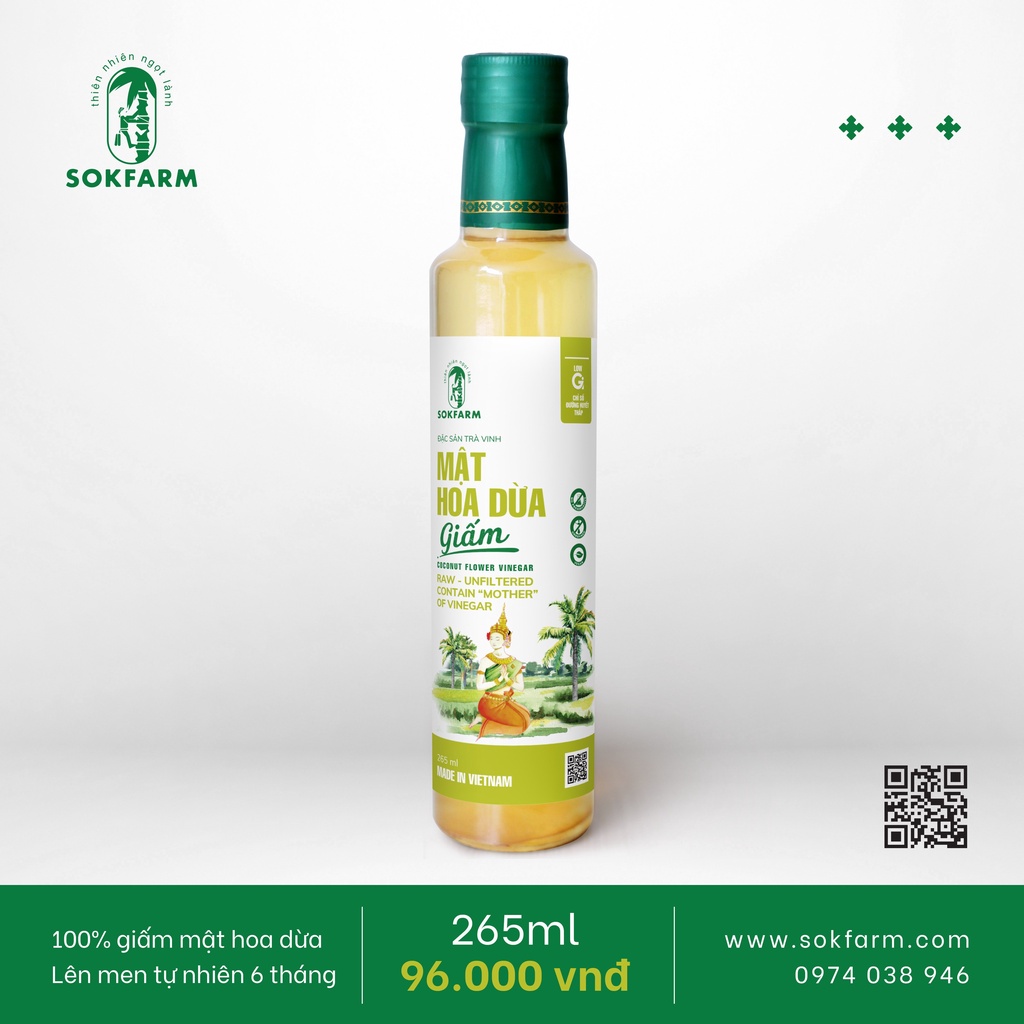 GIẤM MẬT HOA DỪA SOKFARM 100% lên men tự nhiên