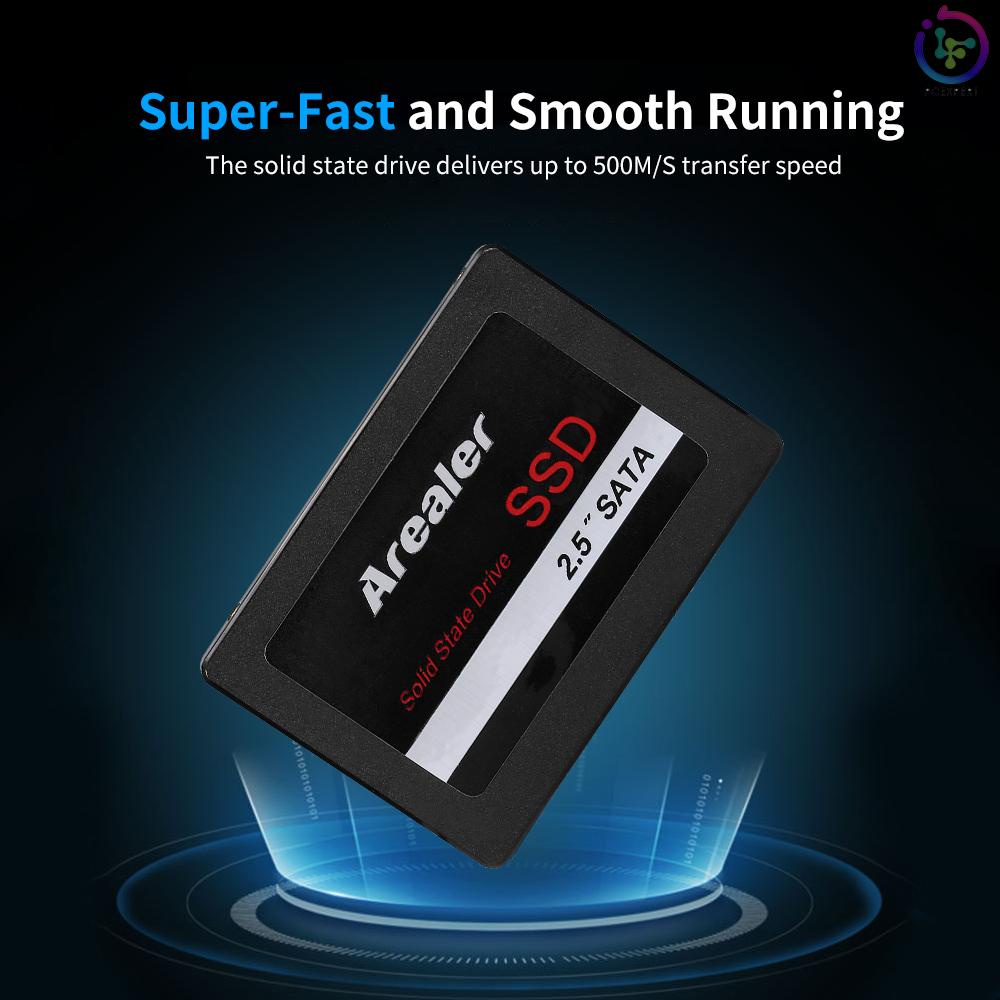 Arealer 2.5inch Solid State Drive SATA3.0 SSD Solid State High Speed Storage for Desktop Laptop Black 64GB