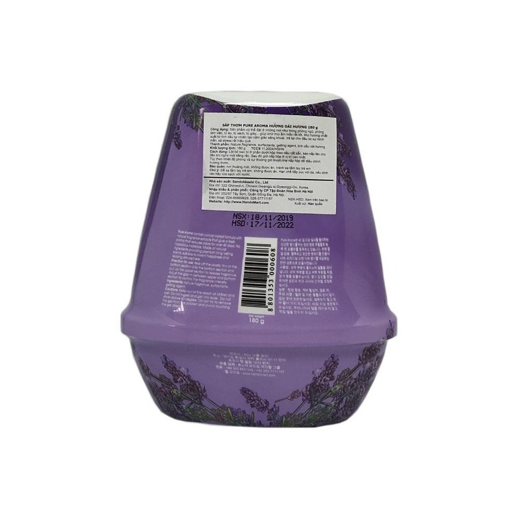 Bộ 3 Sáp Thơm Hương Khử Mùi Pure Aroma 180g Hương Lavender - Thương hiệu Hàn Quốc
