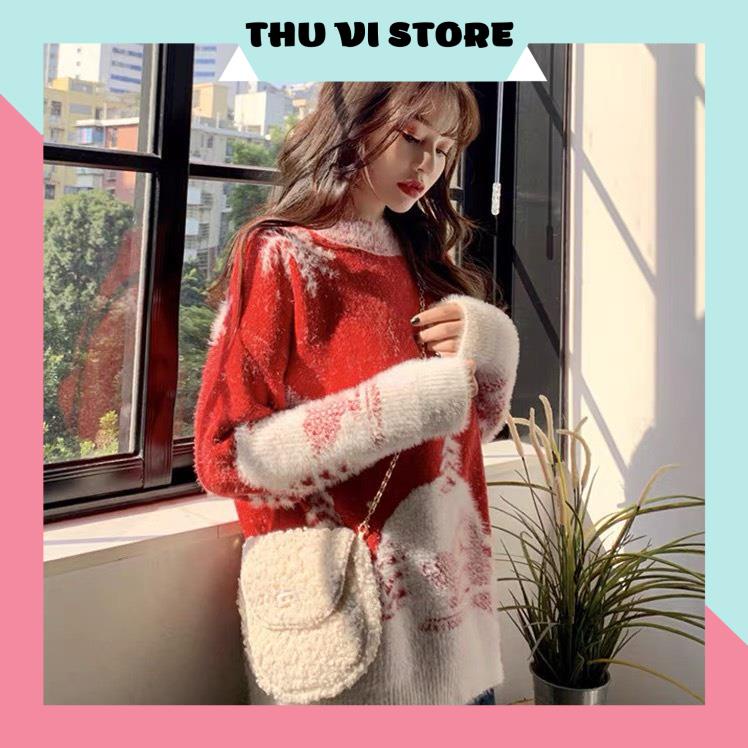 Áo Len Họa Tiết Noel Áo Len Nữ Form Rộng, Áo Len Giáng Sinh Xịn Xò Ấm Áp Mùa Đông (Kèm Ảnh Thật). | BigBuy360 - bigbuy360.vn