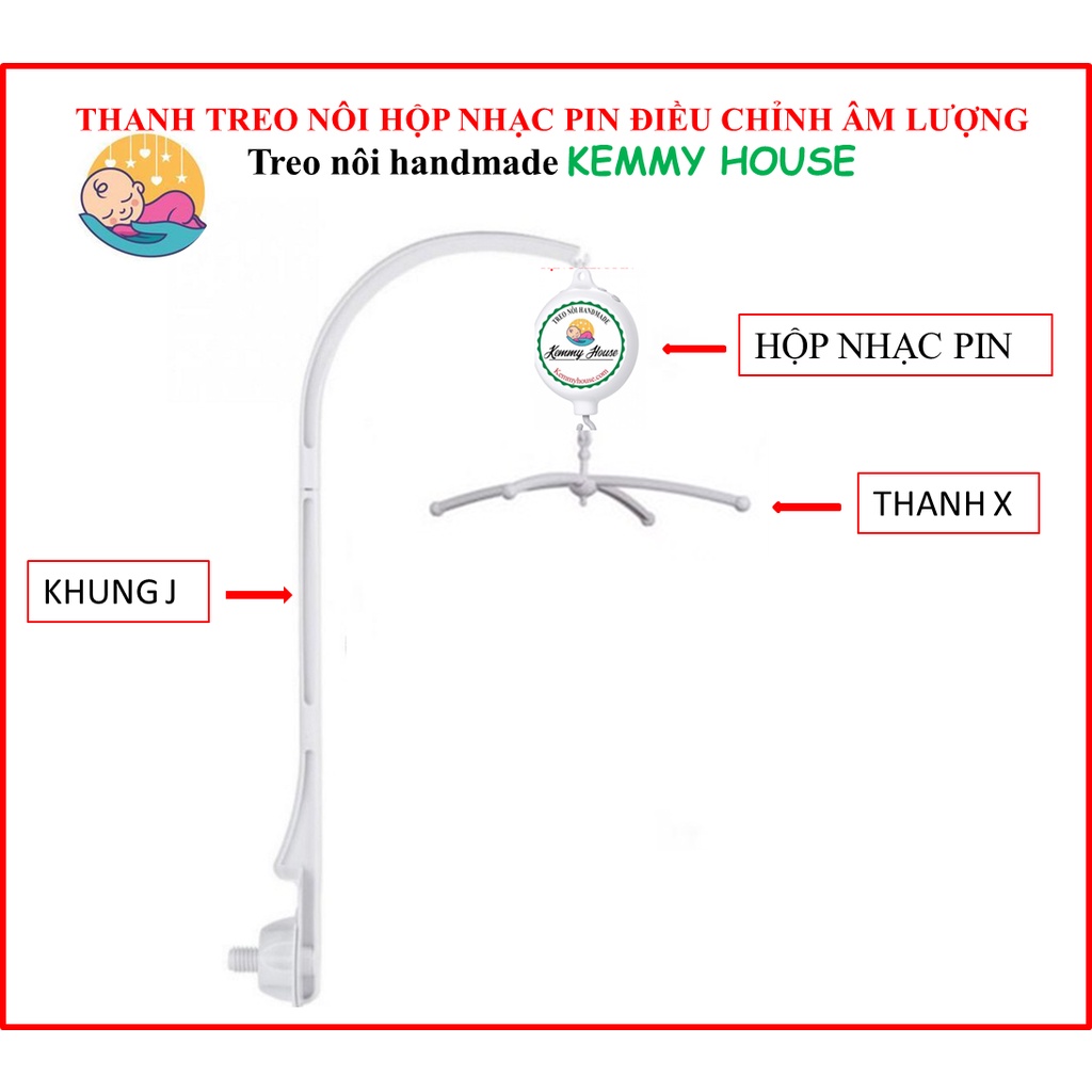 Thanh treo nôi kèm hộp nhạc dùng pin tự xoay