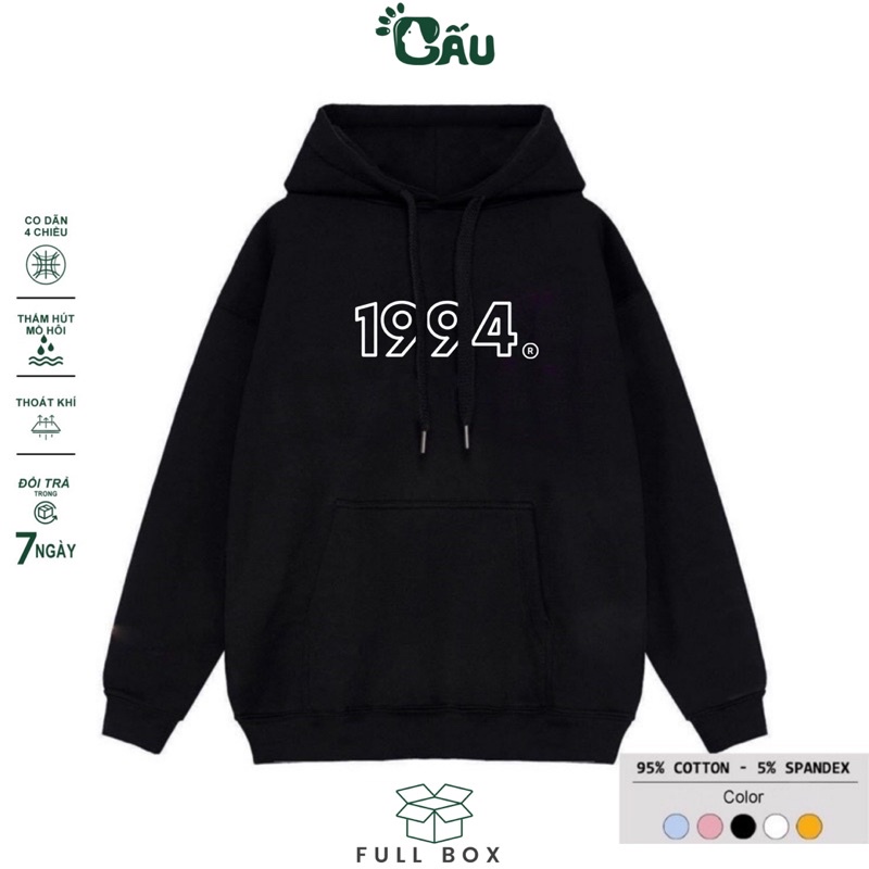 Áo khoác hoodie Gấu 194 Cao Cấp vải nỉ co dãn, dày dặn mềm mịn form rộng - 1994