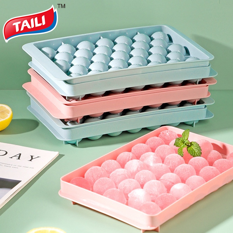 Khuôn làm đá TAILI tạo hình tròn có nắp đậy phong cách Nhật Bản tùy chọn màu sắc