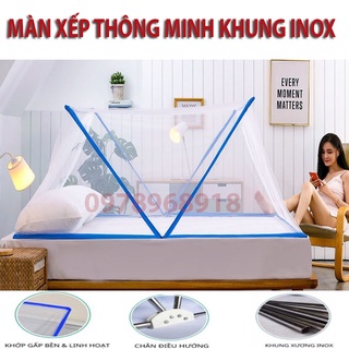 Màn khung inox xếp gọn thông minh- mùng xếp thông minh gấp gọn