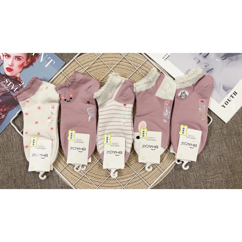 Tất chân nữ ngắn cổ bèo hoạt hình ( combo 10 đôi )