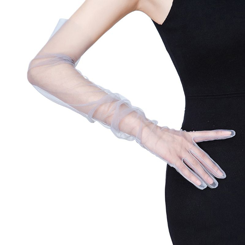 Găng tay vải tuyn màu trơn phong cách vintage thời trang cho nữ