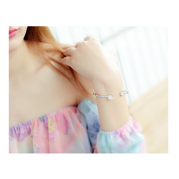 Vòng tay lắc tay titan nữ 2 hạt đá H4-403- CAM KẾT KHÔNG GỈ, KHÔNG BAY MÀU - BẢO HÀNH 12 THÁNG