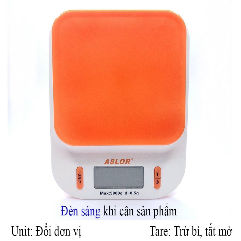 [BH 1 ĐỔI 1] Cân Điện Tử Nhà Bếp 5kg 0.5g và 2kg 0.1g Aslor Dùng Làm Bánh Tela Shop