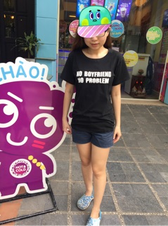 Áo thun slogan "No boyfriend, No problem" - Có sẵn