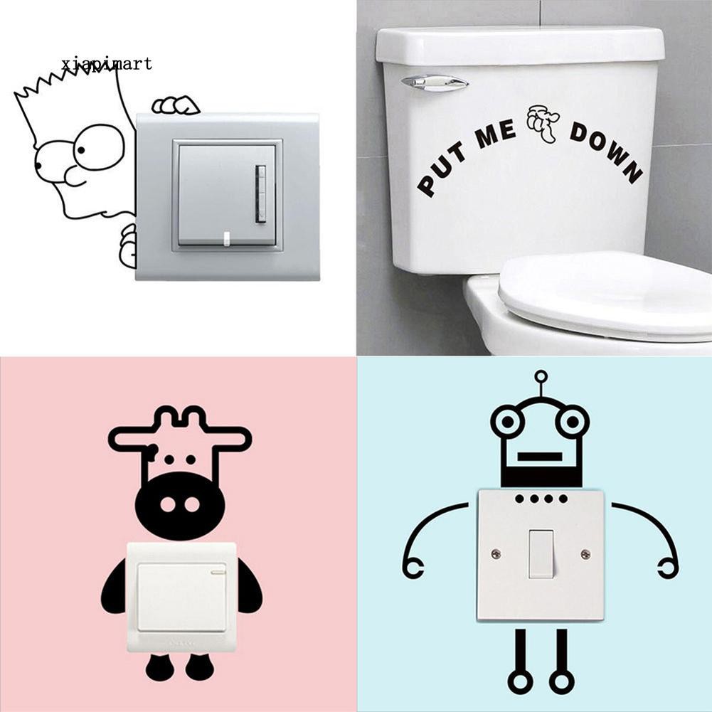 Miếng dán trang trí công tắc trên tường hình chó mèo hoạt hình đáng yêu | BigBuy360 - bigbuy360.vn