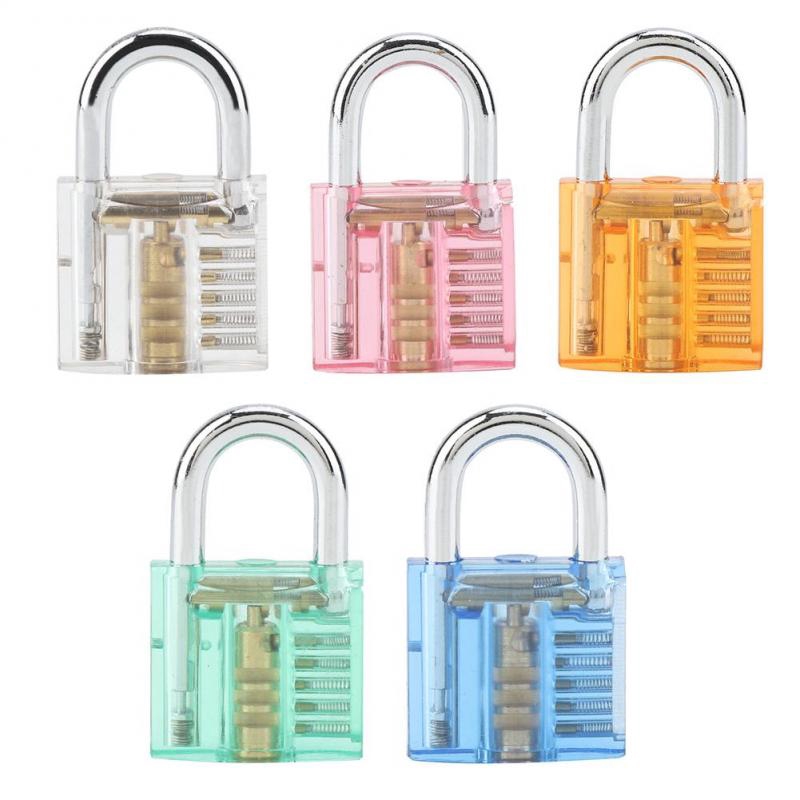Transparent Padlock Set Pick Cutaway Practice Lock With Key Removing Hook Kit Tool