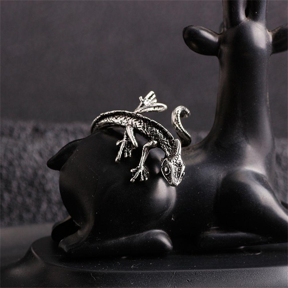 FORBETTER Nhẫn Hình Thằn Lằn Phong Cách Gothic